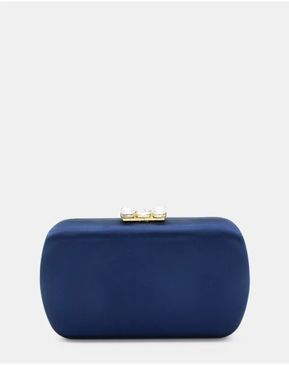 Morgan & Taylor - Posey Satin Clutch in Navy Blue