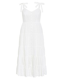 City Chic - Plus size Allegra Embroidered Tier Dress - ivory