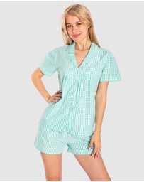 Sant And Abel - Women's Hepburn Gingham Mint Short PJ Set
