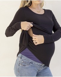 Angel Maternity - Annie Maternity/ Nursing Soft Nursing Top In Black