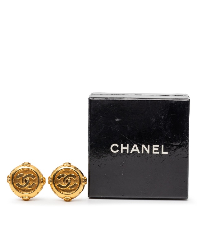 Pre-Loved by Azura Reborn - Pre-Loved Gold Plated CC Round Clip On Earrings