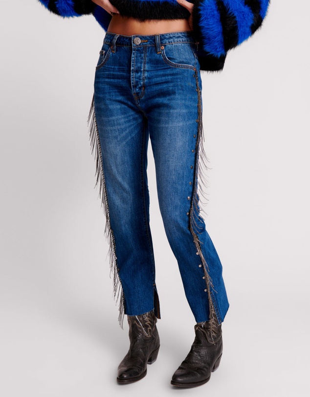 ONE TEASPOON - Bluemoon Jewelled Hooligans Mid Waist Relaxed Jeans