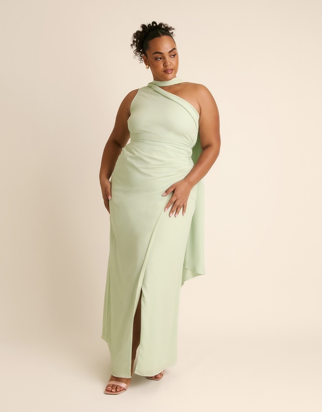 Six Stories - One Shoulder Neck Tie Chiffon Bridesmaid Dress
