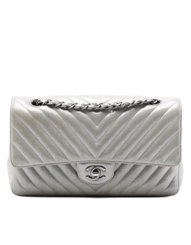 Pre-Loved by Azura Reborn - Pre-Loved Medium Classic Chevron Iridescent Lambskin Double Flap