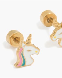 Lovisa - Kids Gold Plated Surgical Steel Unicorn Flat Back Earrings