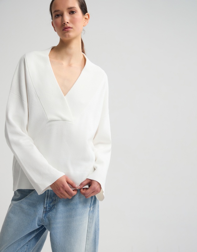Oxford - Pia Cotton V-Neck Knit