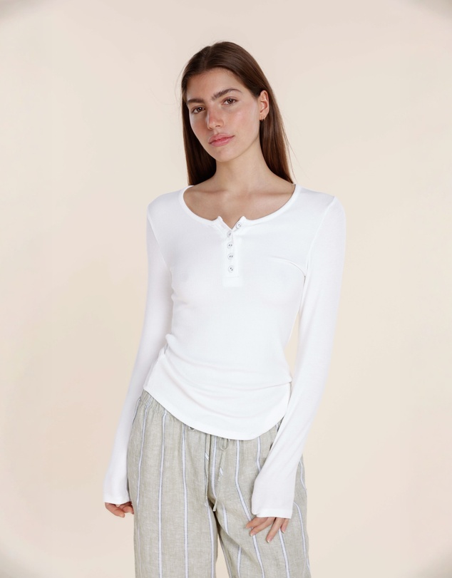 Gingerlilly - Lille Ribbed Long Sleeve Henley Top