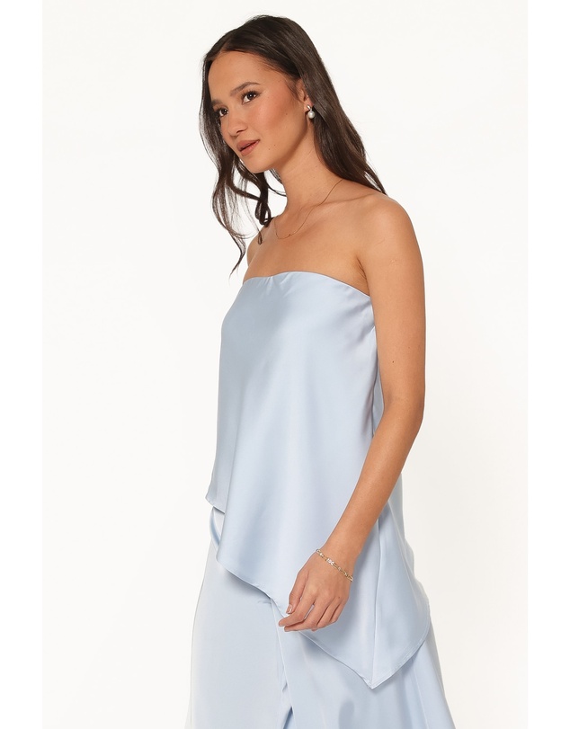 Petal & Pup - Charmer Asymmetrical Longline Strapless Top - Light Blue