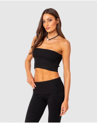 EDIKTED - Desiree Fold Over Knit Tube Top