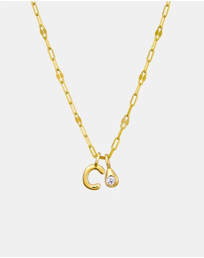 Zoe Olivia - 14K Gold Vermeil Imprint Initial C Cubic Zirconia Necklace