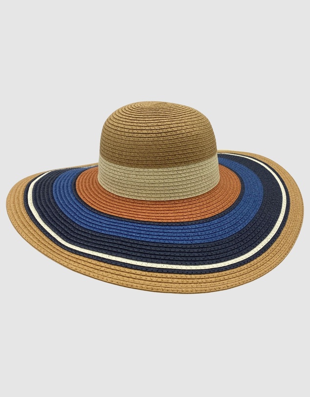 Jacaru - Jacaru 1764 Wide Brim Colour Stripes Hat
