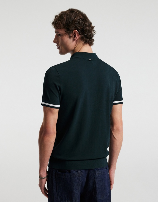 Calibre - Tech Stripe Collar Polo Bottle Green