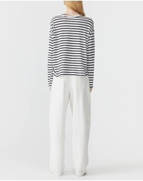 Bassike - Stripe Slouch Long Sleeve T-Shirt