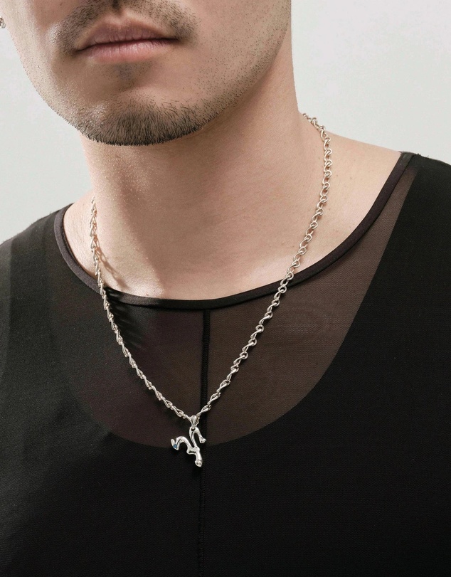 Graedance - Aries Aquamarine Pendant on Eclipse Necklace
