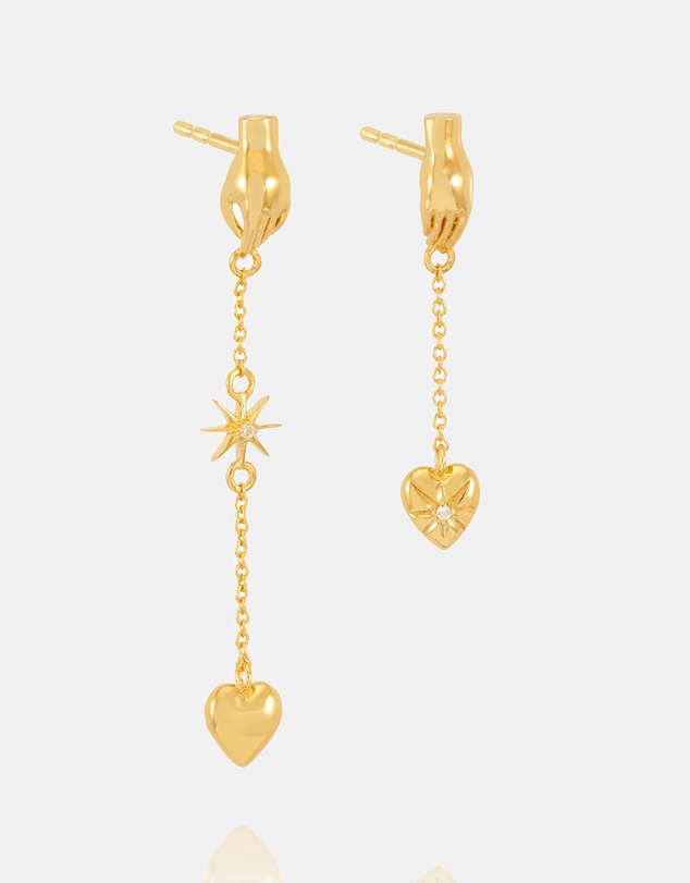 Rachel Jackson - Love Story Asymmetric Drop Earrings Gold