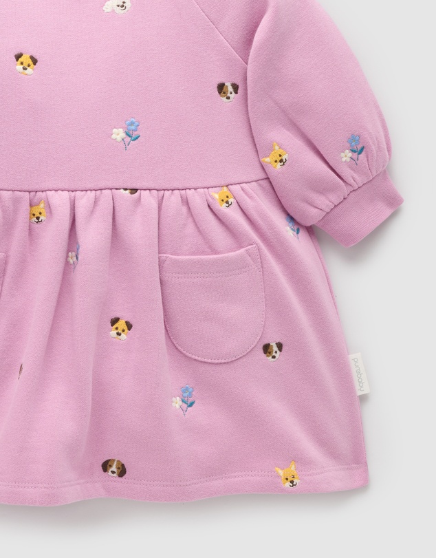 Purebaby - Puppy Embroidered Dress-Kids-Babies