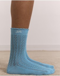 Damson Madder - Calf Length 2 Pack Pointelle Socks