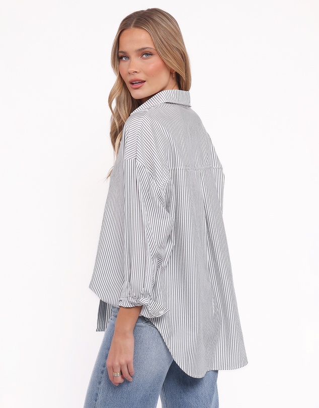 Petal & Pup - Edna Shirt - Charcoal Stripe