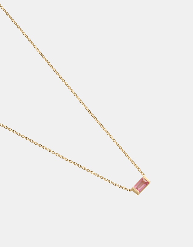 Kirstin Ash - Baguette Birthstone Necklace October Pink Topaz