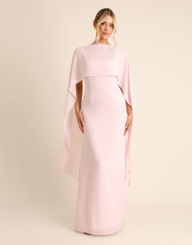 Six Stories - Square Neck Chiffon Bridesmaid Dress with Neck Scarf