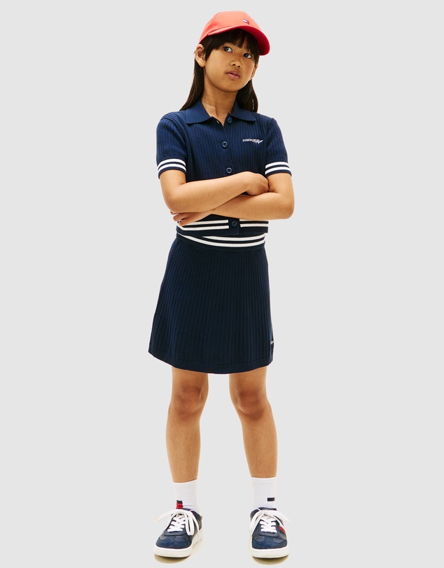 Tommy Hilfiger - Girls Logo Embroidery Rib-Knit Skirt - Teens