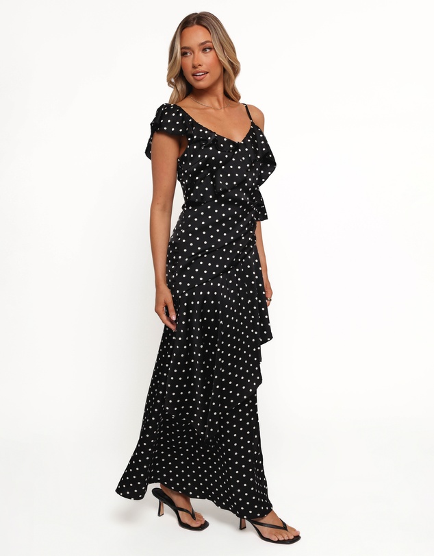 Petal & Pup - Adelina Maxi Dress - Black Polka Dot