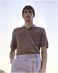 Frescobol Carioca - Vidal Cotton Jacquard Wave SS Buttoned Polo