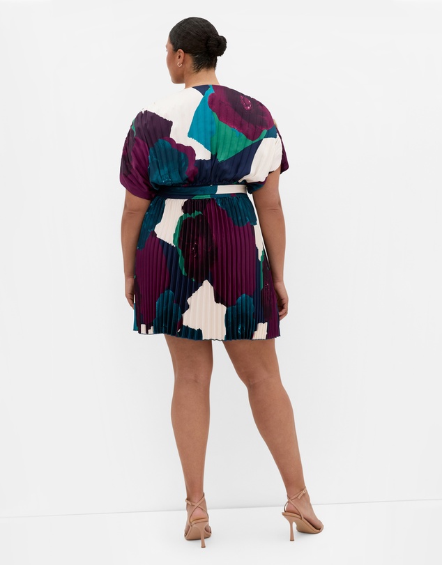 City Chic - Hailey Abstract Print Pleat Mini Dress