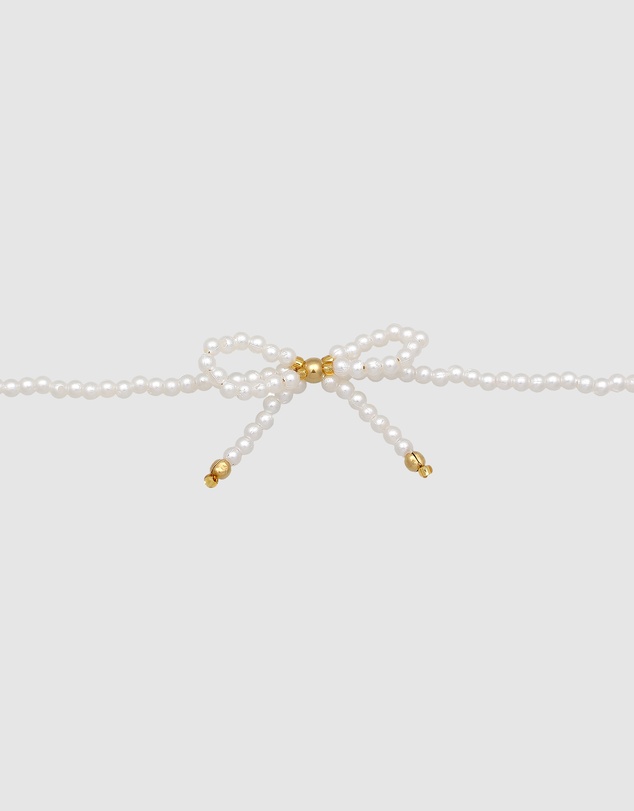 Elli Jewelry - Necklace Choker Ribbon Pearl 925 Sterling Silver Gold Plated