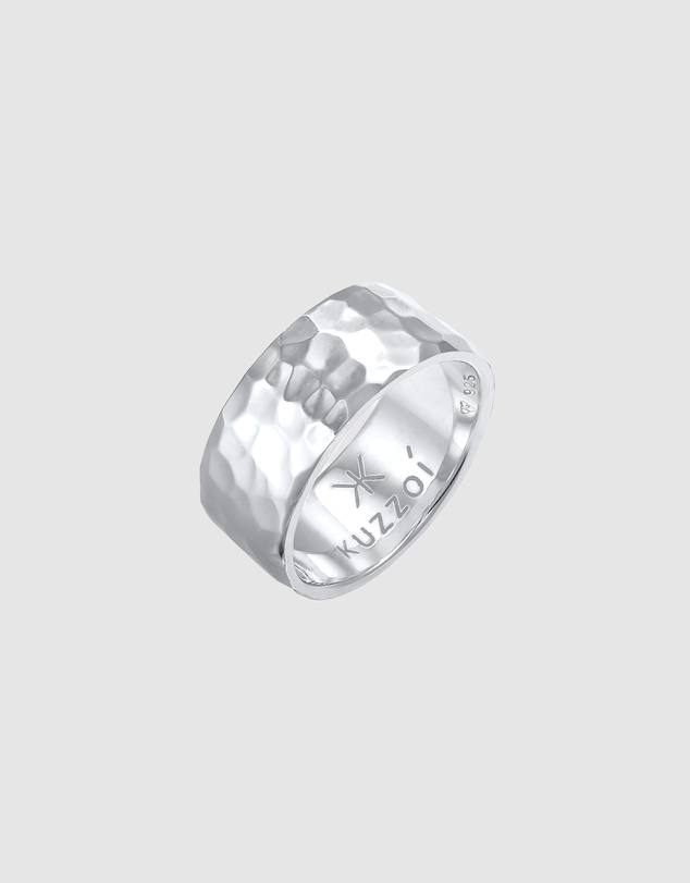 Kuzzoi - ICONIC EXCLUSIVE - Hammered Band Ring in 925 Sterling Silver