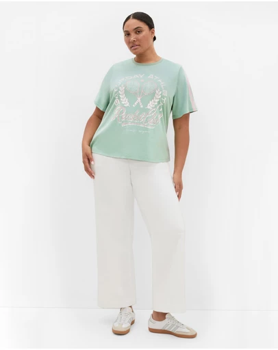 City Chic - Plus size Vintage Volley Tee - sage