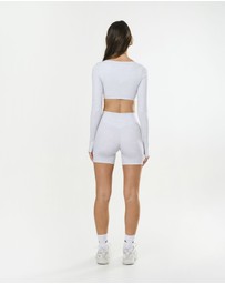 STAX. - Square Neck Cropped Long Sleeve Airlyte - Grey Marle