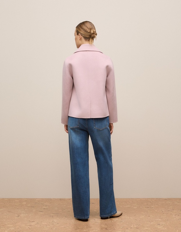 Trenery - Double Faced Wool Peacoat in Pink Rose