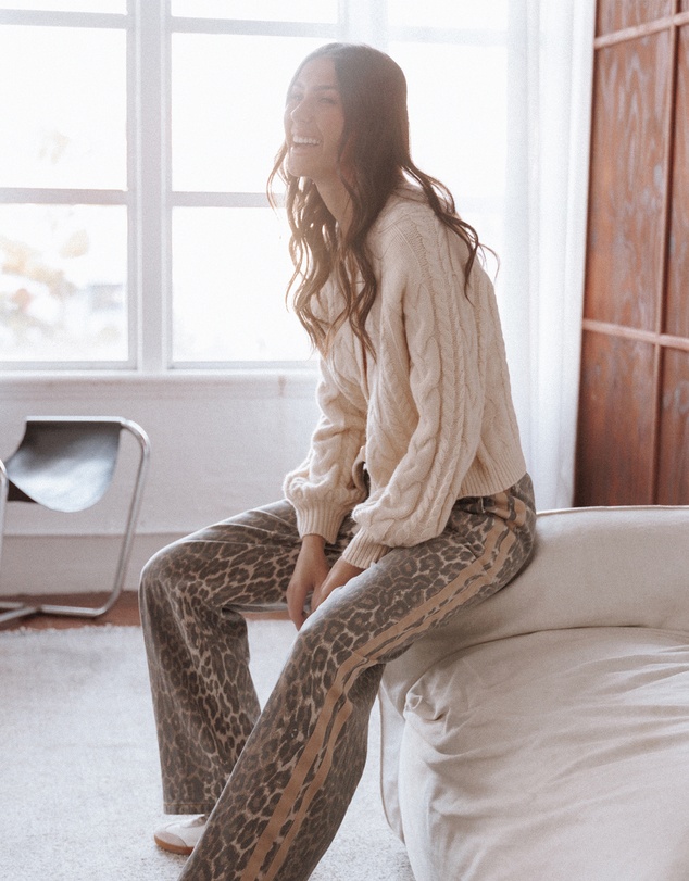 Petal & Pup - Fletcher Denim Racer Pants - Leopard