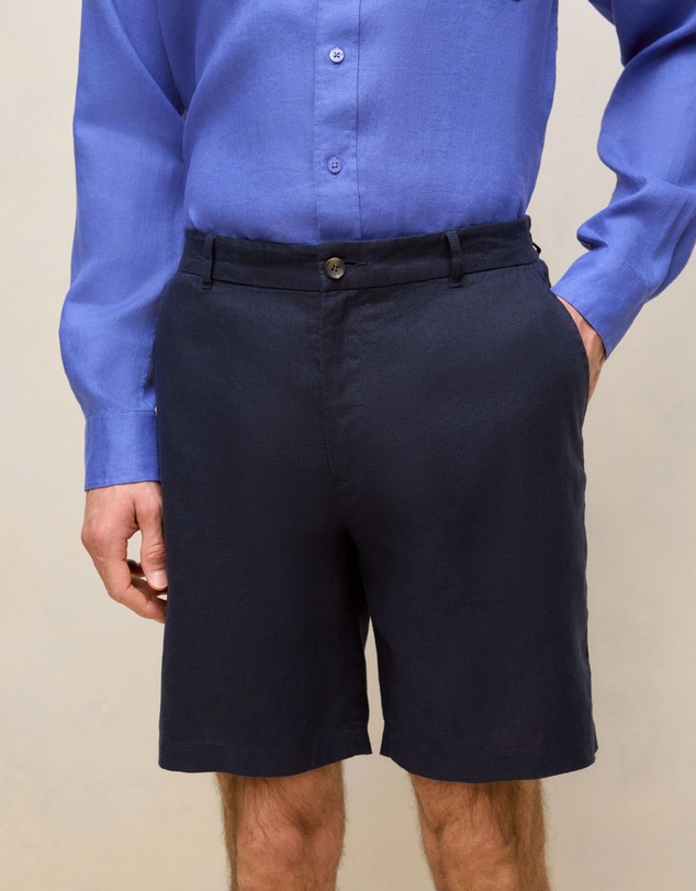 Trenery - Linen Tailored Relaxed Short in Navy