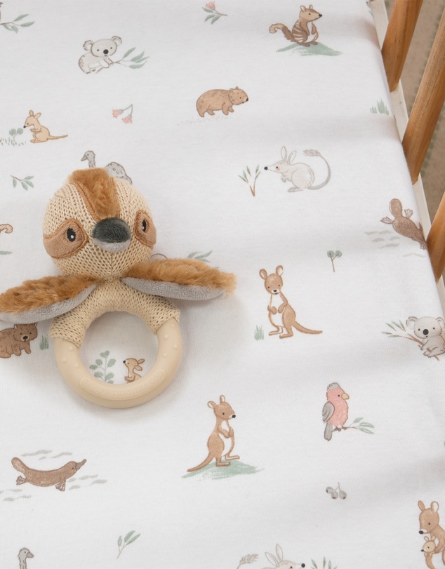 Living Textiles - Organic Bassinet Fitted Sheet - Australiana