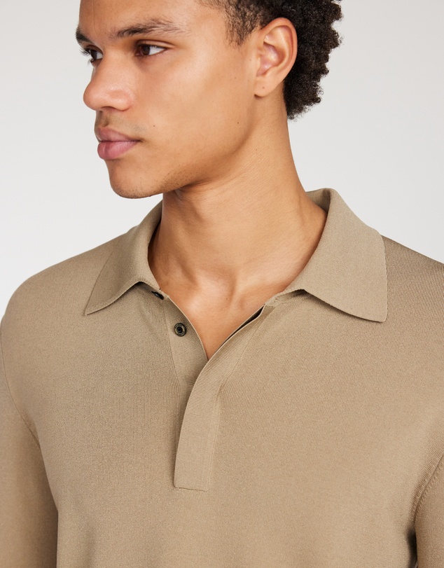 Calibre - Tipped Edge Long Sleeve Polo Sand