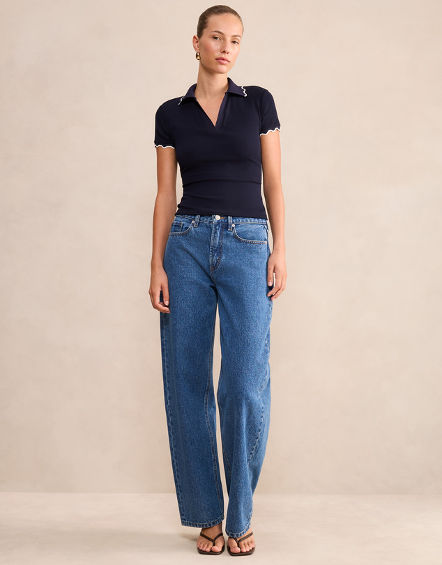 Forever New - Sarah Scallop Trim Polo Top