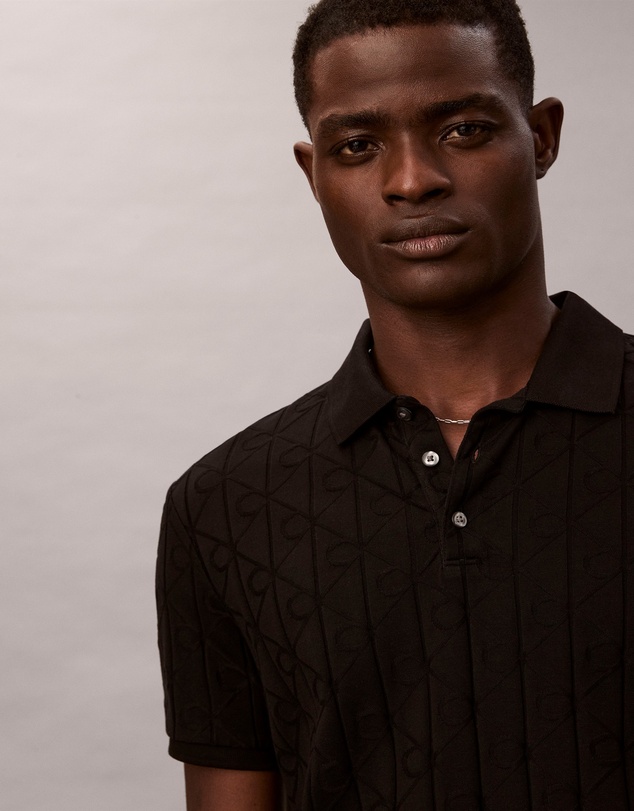 Calvin Klein - Allover Emblem Logo Jacquard Polo Shirt