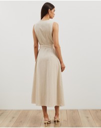 Atmos&Here - Dasha Scoop Neck Linen Blend Midi Dress