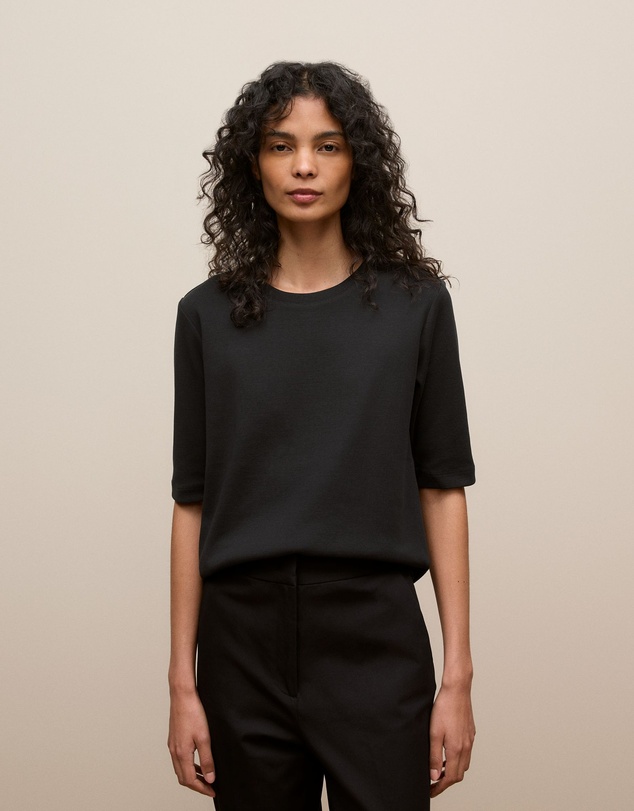 Trenery - Australian Cotton Half Sleeve T-shirt in Black