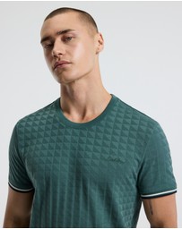 Calibre - Striped Trim Jacquard T-shirt Sea Green