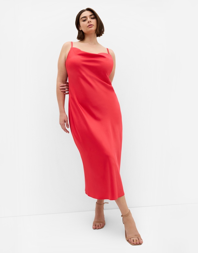 City Chic - Sadie Satin Slip Dress - watermelon