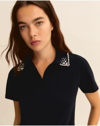 Emme - Midnight Blue Piqué Polo Top