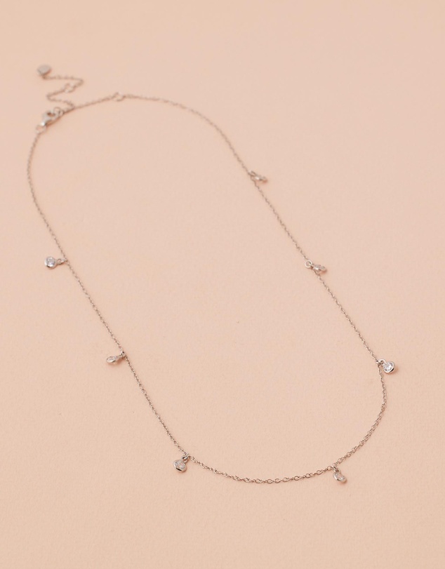 Bianc - Scattered CZ Bezel Drop Necklace