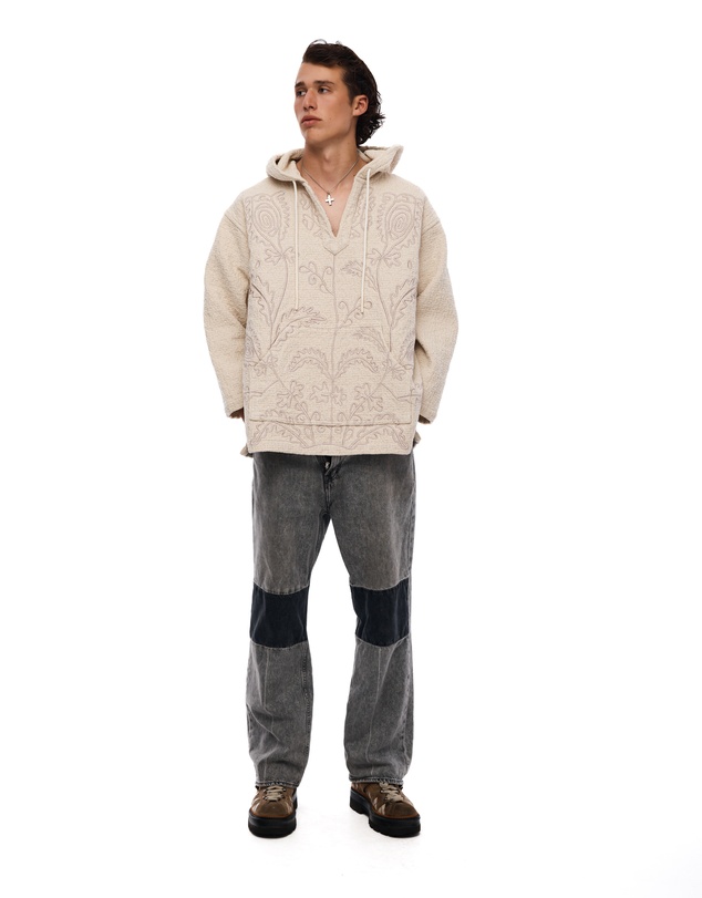 THE TALES - Textured Flower Embroidered Hooded Jacket