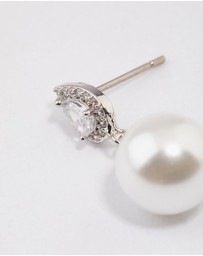 Lovisa - Silver Diamante Pear & Pearl Drop Earrings