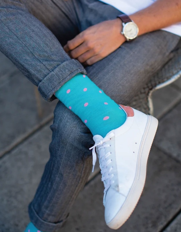 Swanky Socks - Teal Pink Polka Dot