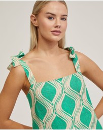 Oxford - Emily Linen Blend Printed Dress