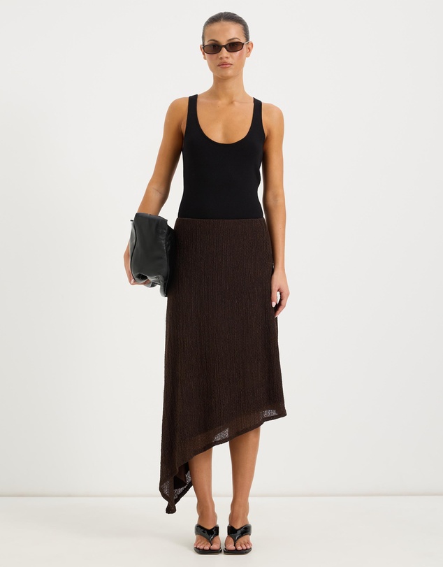 Calli - Romy Asymmetric Textured Jersey Midi Skirt